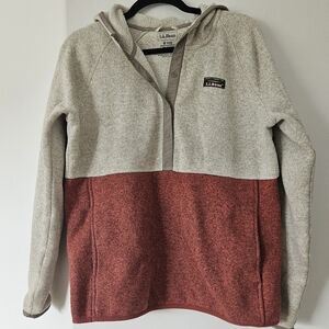 L.L. Bean Cozy Gray and Red Crew Neck Sweater